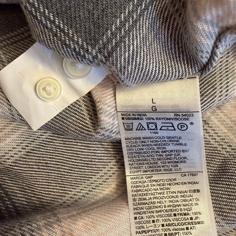 Gap White And Gray Checkered Button Down Shirt - image 3